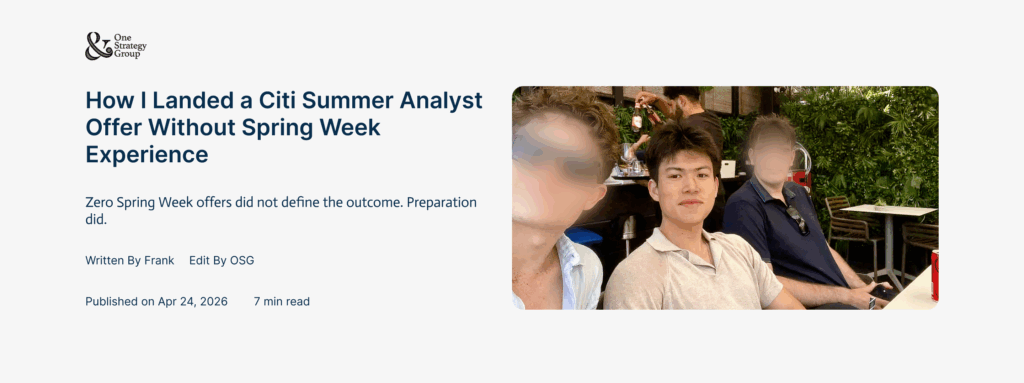 Citi Summer Analyst Offer